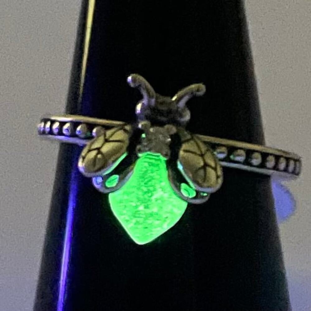 Glow In The Dark You Light Up My Life Stainless Steel Firefly Ring ~ Size 7